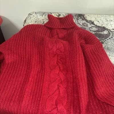 Express Tricot Vintage 80's 90's Mohair Blend Fizzy Red Sweater Dress Size XS S - Thumbnail 3