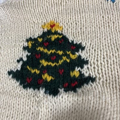 Vtg Hand Knit Retro Pixelated Theme Ugly Christmas Sweater Men’s S Women’s M L - Thumbnail 4
