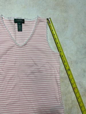 Ralph Lauren RL cotton petite medium pink & white striped blouse - Thumbnail 6
