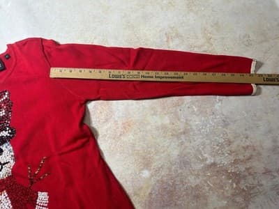 Women's Michael Simon Snowman Lightweight Long Sweater Top Size Small Sequins - Thumbnail 8