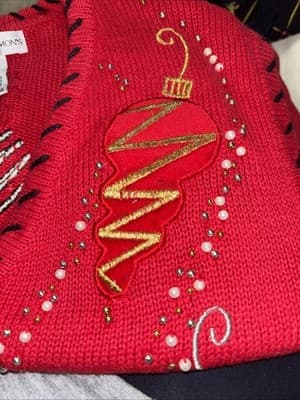 Drapers & Damon’s Vintage Christmas Sweater Vest Ugly Red Knit Ornaments - Thumbnail 3