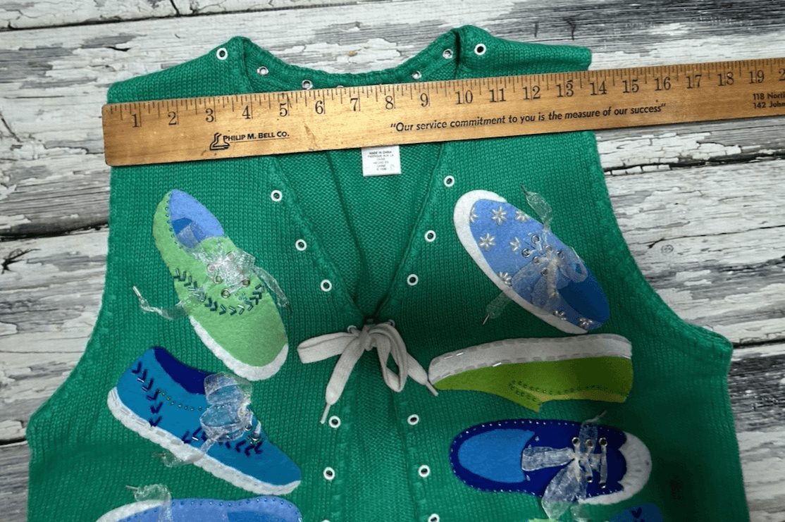 Vintage 90s Susan Bristol Knit Sweater Vest Tennis Shoes Button Womens M - Thumbnail 10