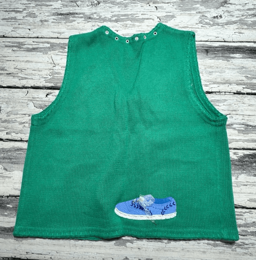 Vintage 90s Susan Bristol Knit Sweater Vest Tennis Shoes Button Womens M - Thumbnail 13