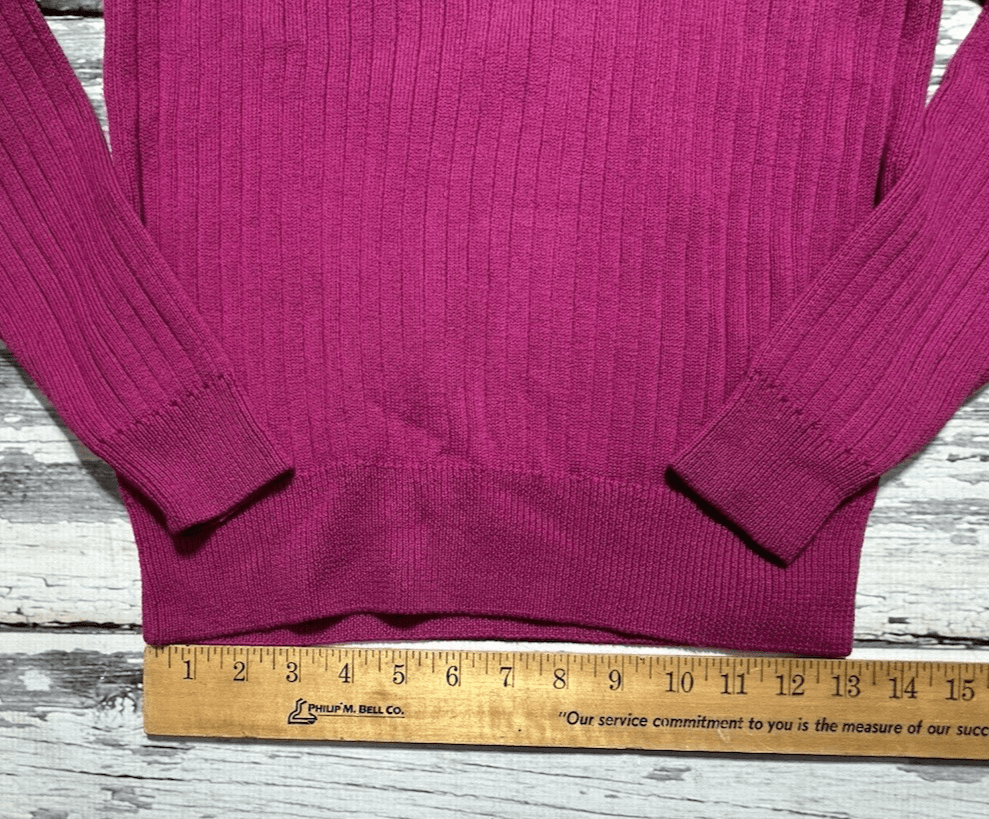 Jeanne Pierre 100% Cotton Fuchsia Pink Rib Knit Sweater Vintage Pullover S M P - Thumbnail 6