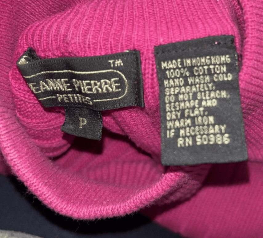 Jeanne Pierre 100% Cotton Fuchsia Pink Rib Knit Sweater Vintage Pullover S M P - Thumbnail 2