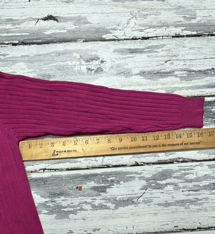 Jeanne Pierre 100% Cotton Fuchsia Pink Rib Knit Sweater Vintage Pullover S M P - Thumbnail 10
