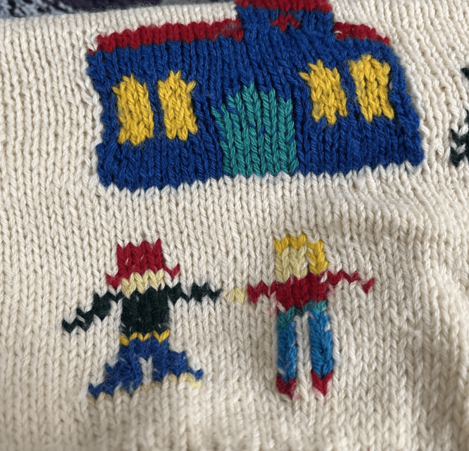 Vtg Hand Knit Retro Pixelated Theme Ugly Christmas Sweater Men’s S Women’s M L - Thumbnail 6