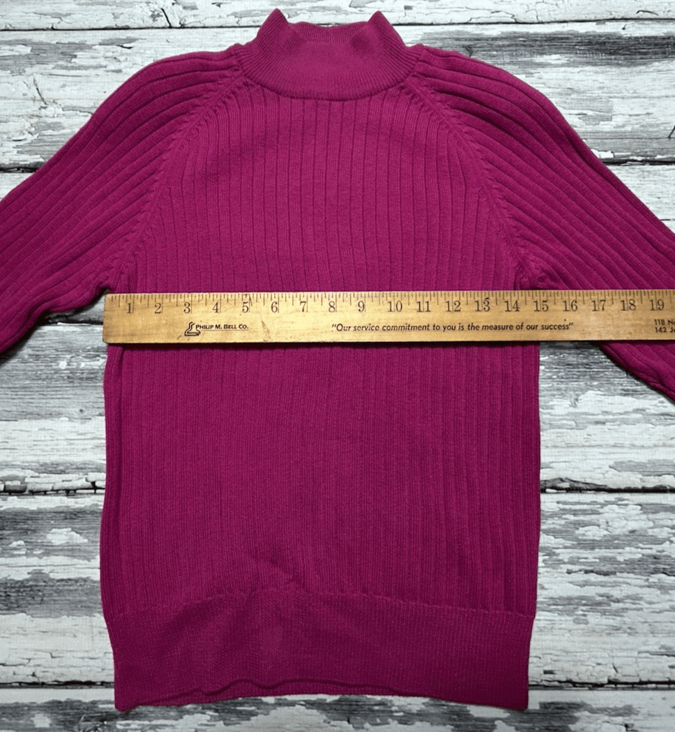 Jeanne Pierre 100% Cotton Fuchsia Pink Rib Knit Sweater Vintage Pullover S M P - Thumbnail 7
