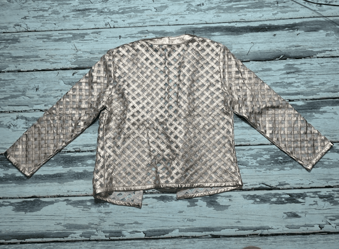 NEIMAN MARCUS THE LEATHER COLLECTION 100% Rose Gold Leather Jacket Open Work - Thumbnail 2