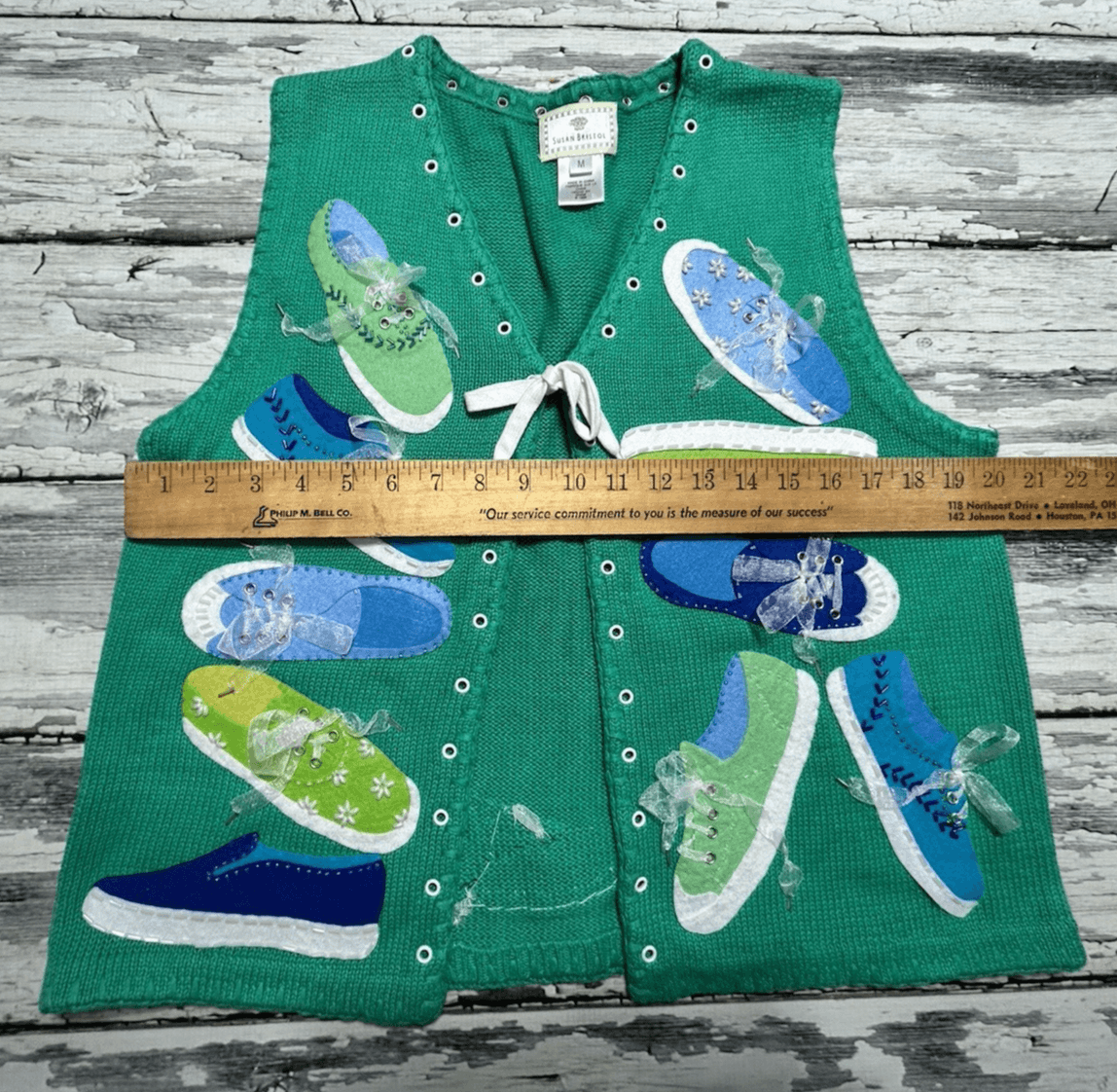 Vintage 90s Susan Bristol Knit Sweater Vest Tennis Shoes Button Womens M - Thumbnail 9