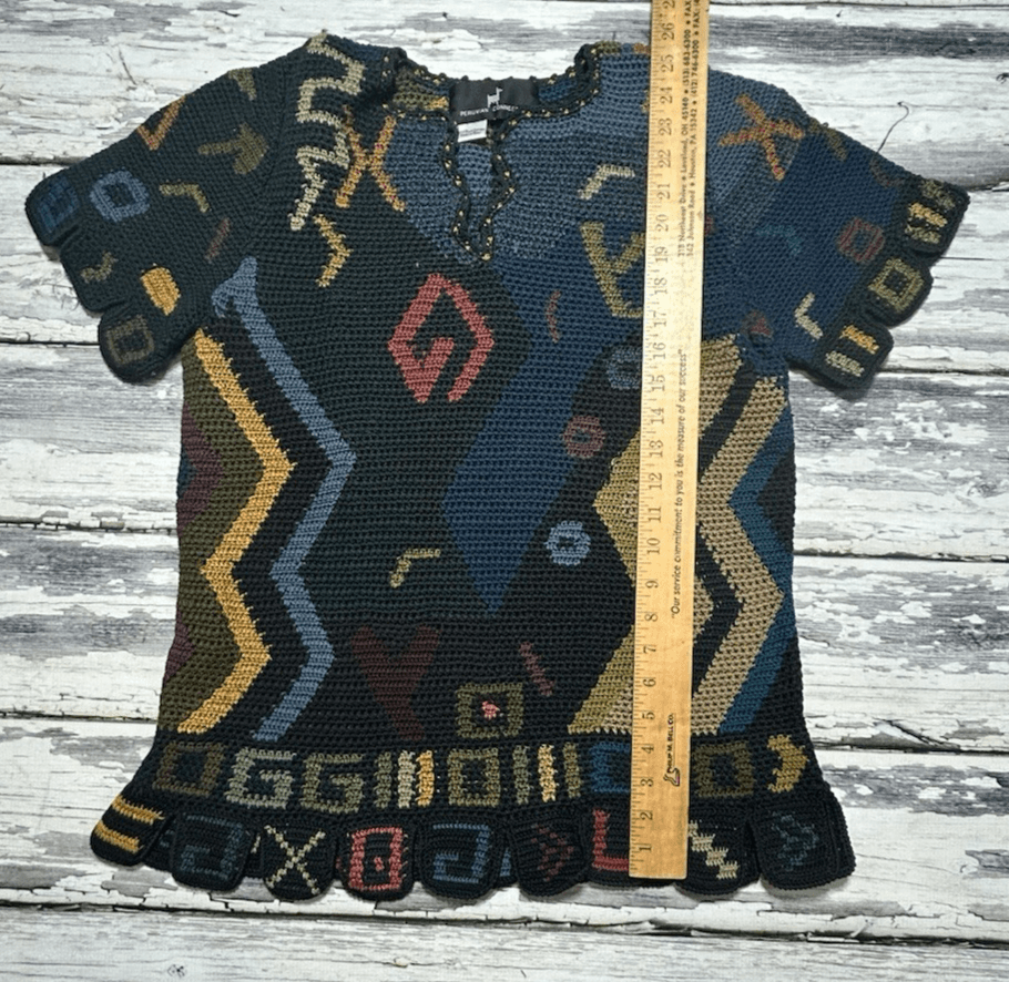 Peruvian Connection Bold Tunic Women’s Medium Baby Alpaca Wool Knit Sweater VTG - Thumbnail 10