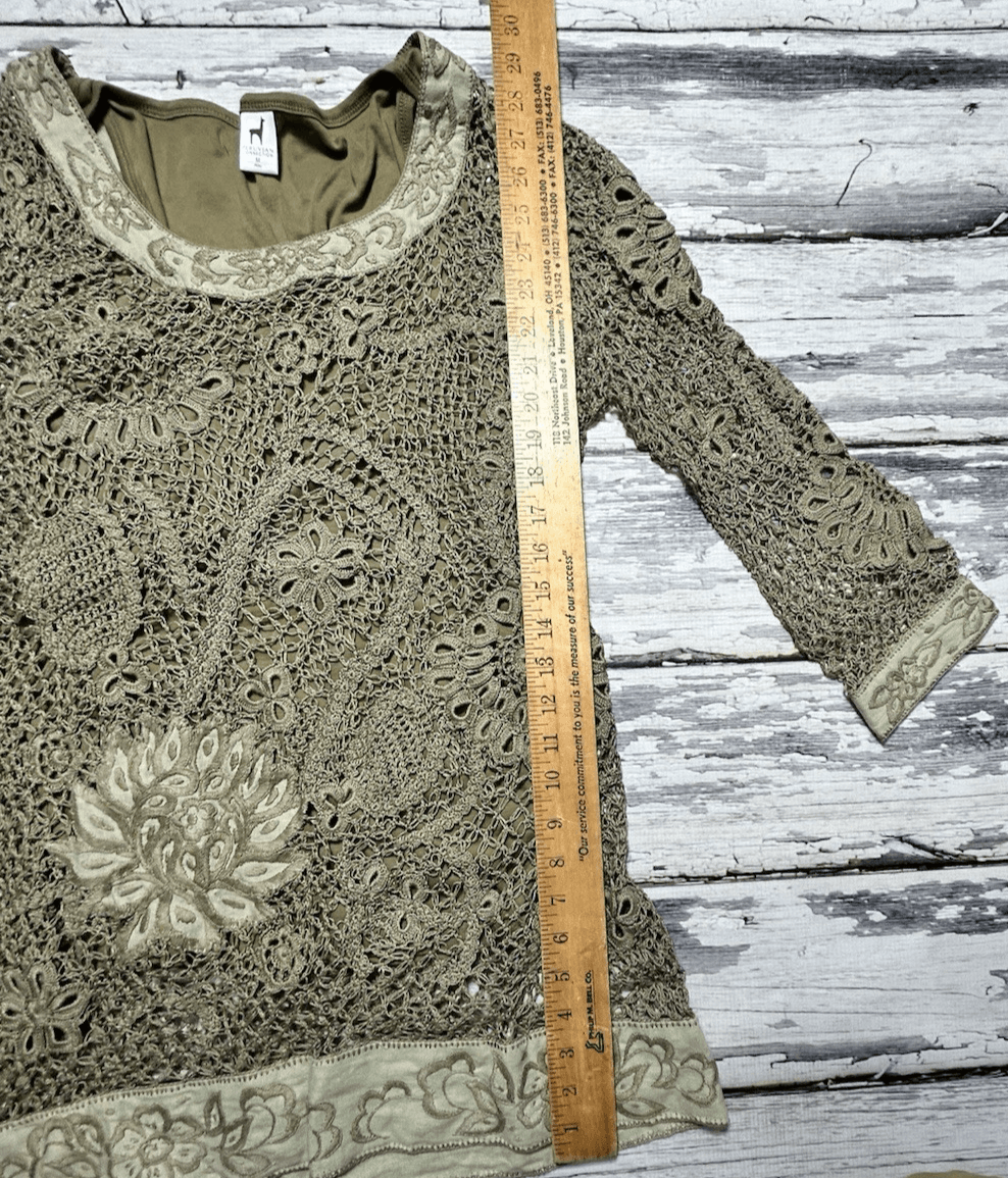 Peruvian Connection Trattoria Pima Cotton Waffle Tunic Open Knit Tank Top SMALL - Thumbnail 16