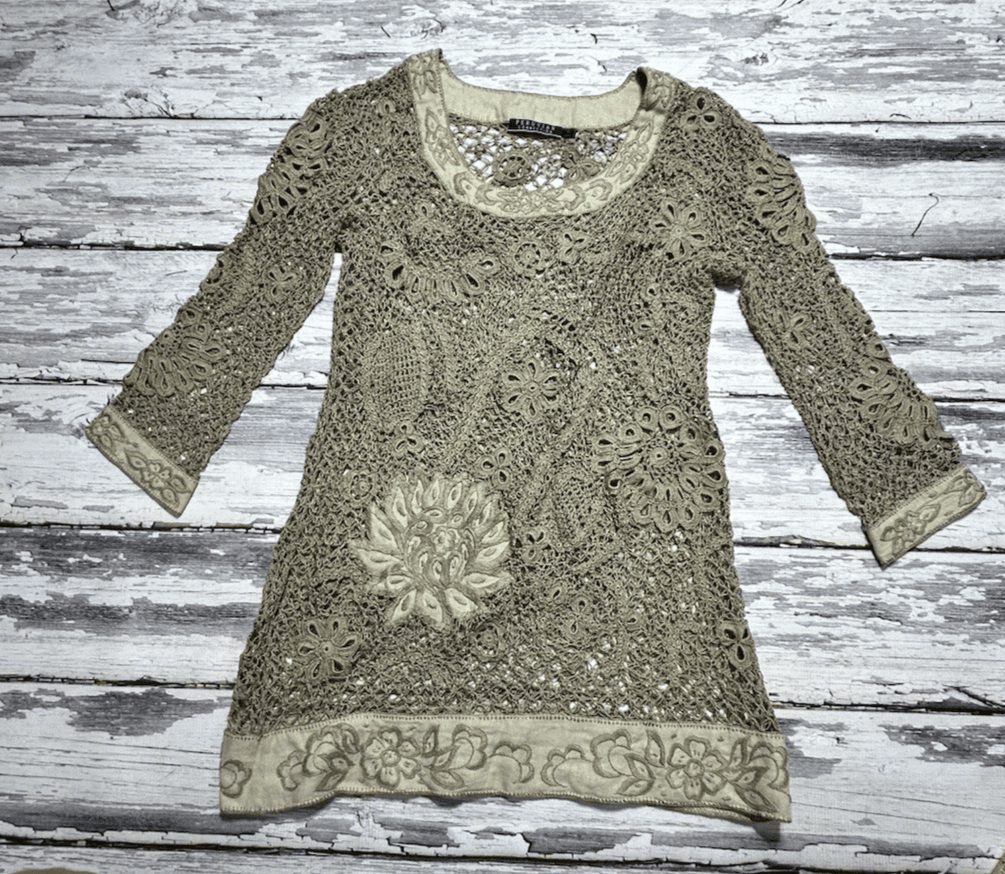 Peruvian Connection Trattoria Pima Cotton Waffle Tunic Open Knit Tank Top SMALL - Thumbnail 14