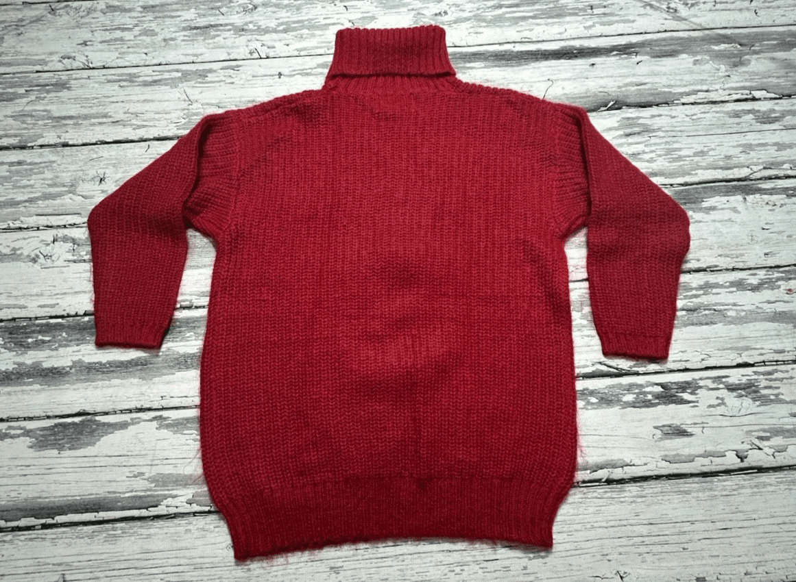 Express Tricot Vintage 80's 90's Mohair Blend Fizzy Red Sweater Dress Size XS S - Thumbnail 14