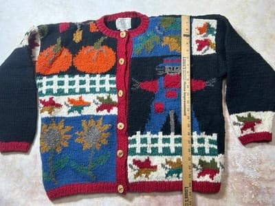 Vintage Miso Fall Harvest Knitted Women’s Cardigan Sweater Size Small Medium - Thumbnail 4