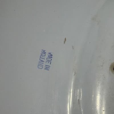 VTG 50's DRU HOLLAND #28 CAST IRON OVAL BLUE TULIP CASSEROLE W / LID - Thumbnail 13