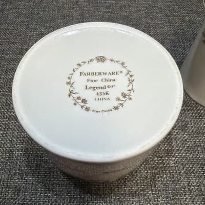 Vintage Creamer & Sugar Farberware Legend Green With Pink Flowers Gold Trim 435K - Thumbnail 6