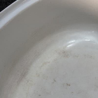 VTG 50's DRU HOLLAND #28 CAST IRON OVAL BLUE TULIP CASSEROLE W / LID - Thumbnail 10