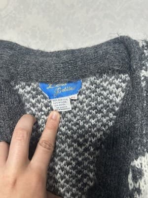 Women’s Size S M Pocketed Grandpa Vintage Fuzzy Acrylic Cardigan Grey Dancers - Thumbnail 19