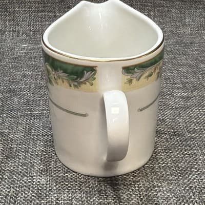 Vintage Creamer & Sugar Farberware Legend Green With Pink Flowers Gold Trim 435K - Thumbnail 8