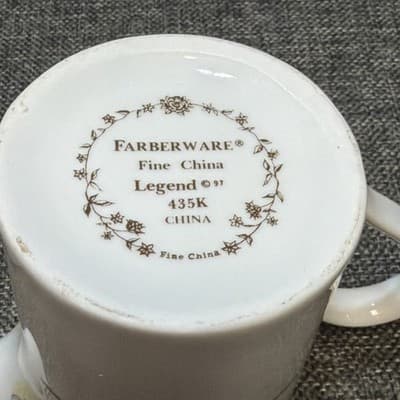 Vintage Creamer & Sugar Farberware Legend Green With Pink Flowers Gold Trim 435K - Thumbnail 11