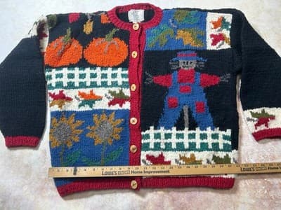 Vintage Miso Fall Harvest Knitted Women’s Cardigan Sweater Size Small Medium - Thumbnail 5