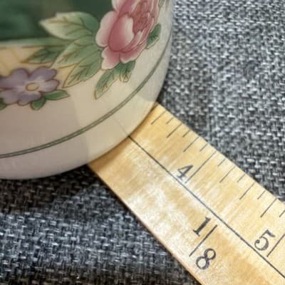 Set 3 Vintage Coffee Cups Saucer Plate Farberware Legend Green Pink Flowers Gold - Thumbnail 12