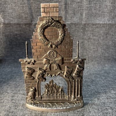 VTG Godinger Silver Art Christmas Fireplace Candle Holder Cat Wreath Stocking - Thumbnail 7