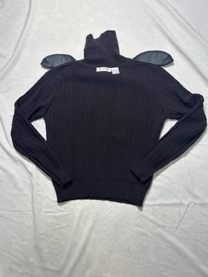 Vintage Liz Claiborne Turtleneck Sweater Womens P S Brown Merino Wool Cable Knit - Thumbnail 12