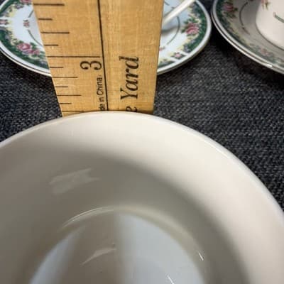 Set 3 Vintage Coffee Cups Saucer Plate Farberware Legend Green Pink Flowers Gold - Thumbnail 13