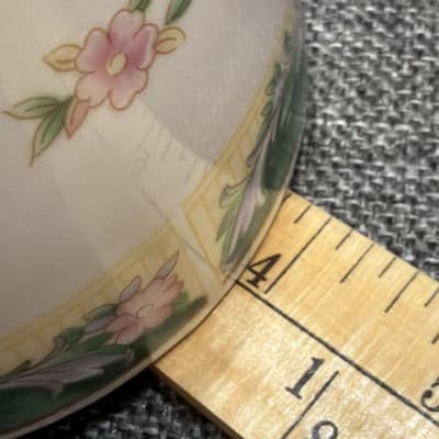 Vintage Creamer & Sugar Farberware Legend Green With Pink Flowers Gold Trim 435K - Thumbnail 14