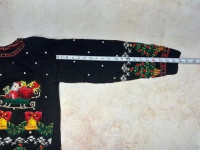 Womens Size Small M L Santa in the Sky Christmas Long Sweater Vintage 1990's - Thumbnail 9