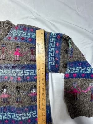 Vintage Ecuador Handknit 100% Wool Chunky Knit Sweater XL Women’s Woman Power - Thumbnail 13