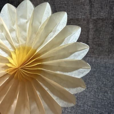 VTG Set of 8 Honeycomb Paper Flower Decorations 6" Yellow Cream Daisy MCM Party - Thumbnail 6