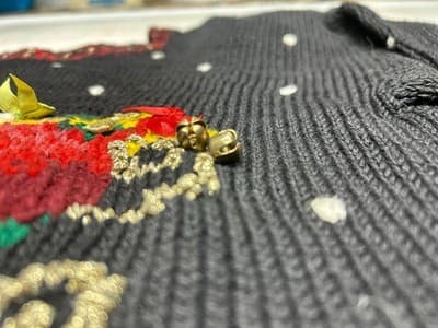 Womens Size Small M L Santa in the Sky Christmas Long Sweater Vintage 1990's - Thumbnail 11