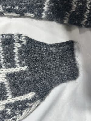 Women’s Size S M Pocketed Grandpa Vintage Fuzzy Acrylic Cardigan Grey Dancers - Thumbnail 15
