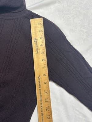 Vintage Liz Claiborne Turtleneck Sweater Womens P S Brown Merino Wool Cable Knit - Thumbnail 6