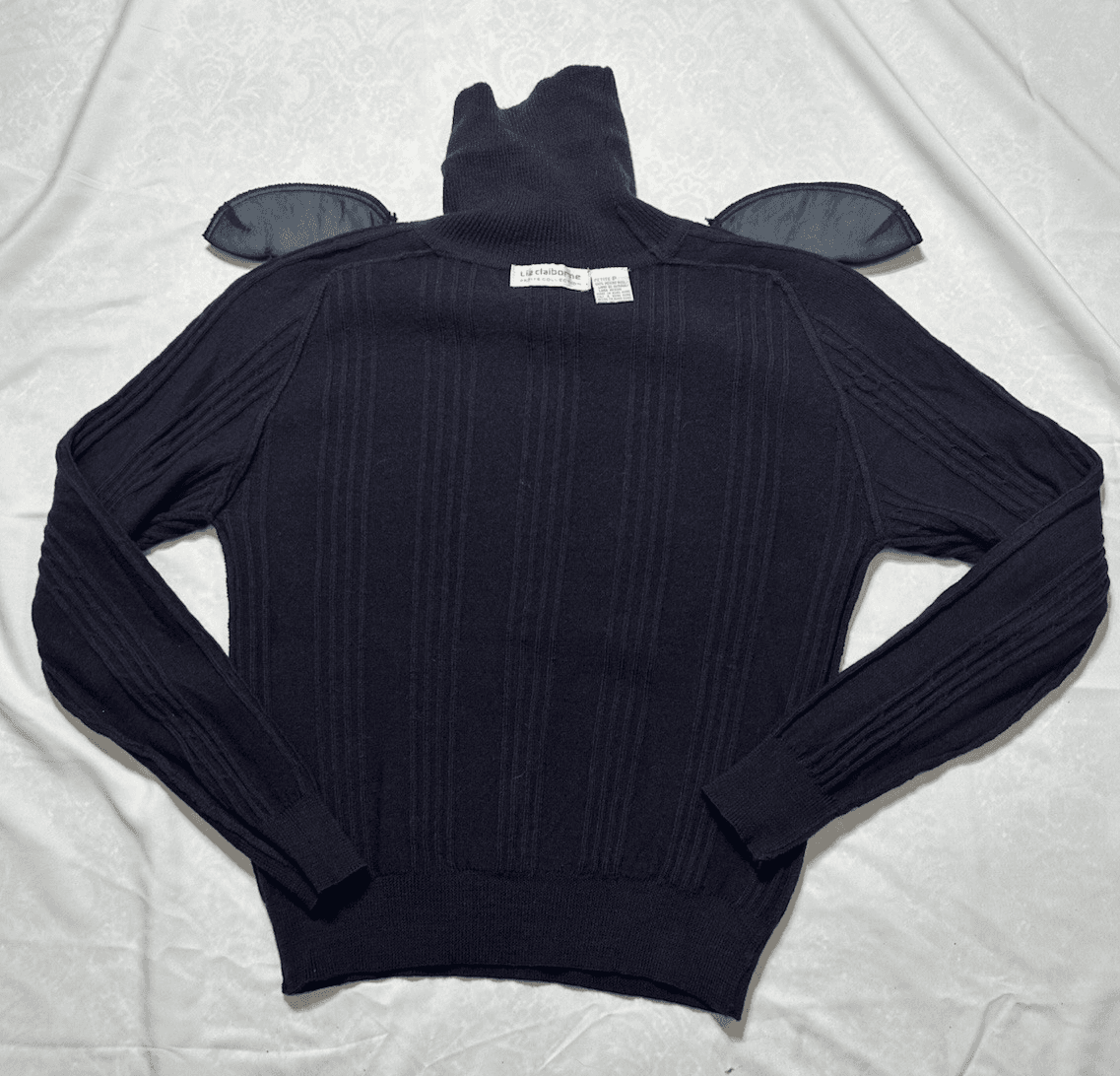 Vintage Liz Claiborne Turtleneck Sweater Womens P S Brown Merino Wool Cable Knit - Thumbnail 10