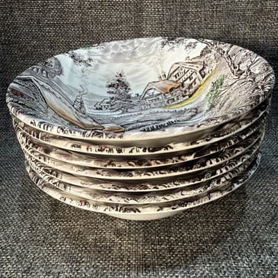 Staffordshire YORKSHIRE Ironstone Soup Salad Bowl England Farm Hay Set Of 6 - Thumbnail 2