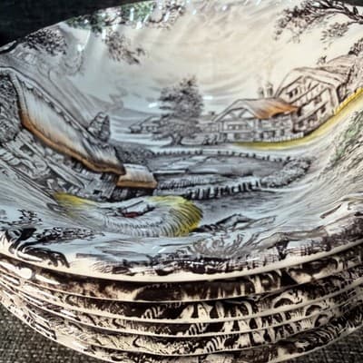 Staffordshire YORKSHIRE Ironstone Soup Salad Bowl England Farm Hay Set Of 6 - Thumbnail 8
