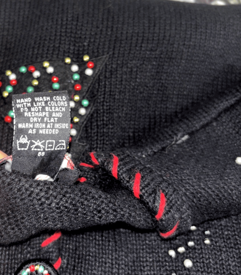Christmas Tree Beaded Knit Sweater “Ugly” Vest Large Fa La La Women’s Black VTG - Thumbnail 7
