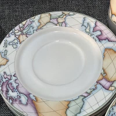 Vitromaster Atlas Stoneware 20 pc Dinner Set Service for 4 Vintage 90s Globe Map - Thumbnail 7
