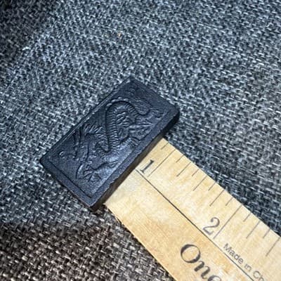 Vintage Dominoes Game Set Black Tiles Dragon Back Wood Box Complete Instructions - Thumbnail 6
