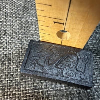 Vintage Dominoes Game Set Black Tiles Dragon Back Wood Box Complete Instructions - Thumbnail 7
