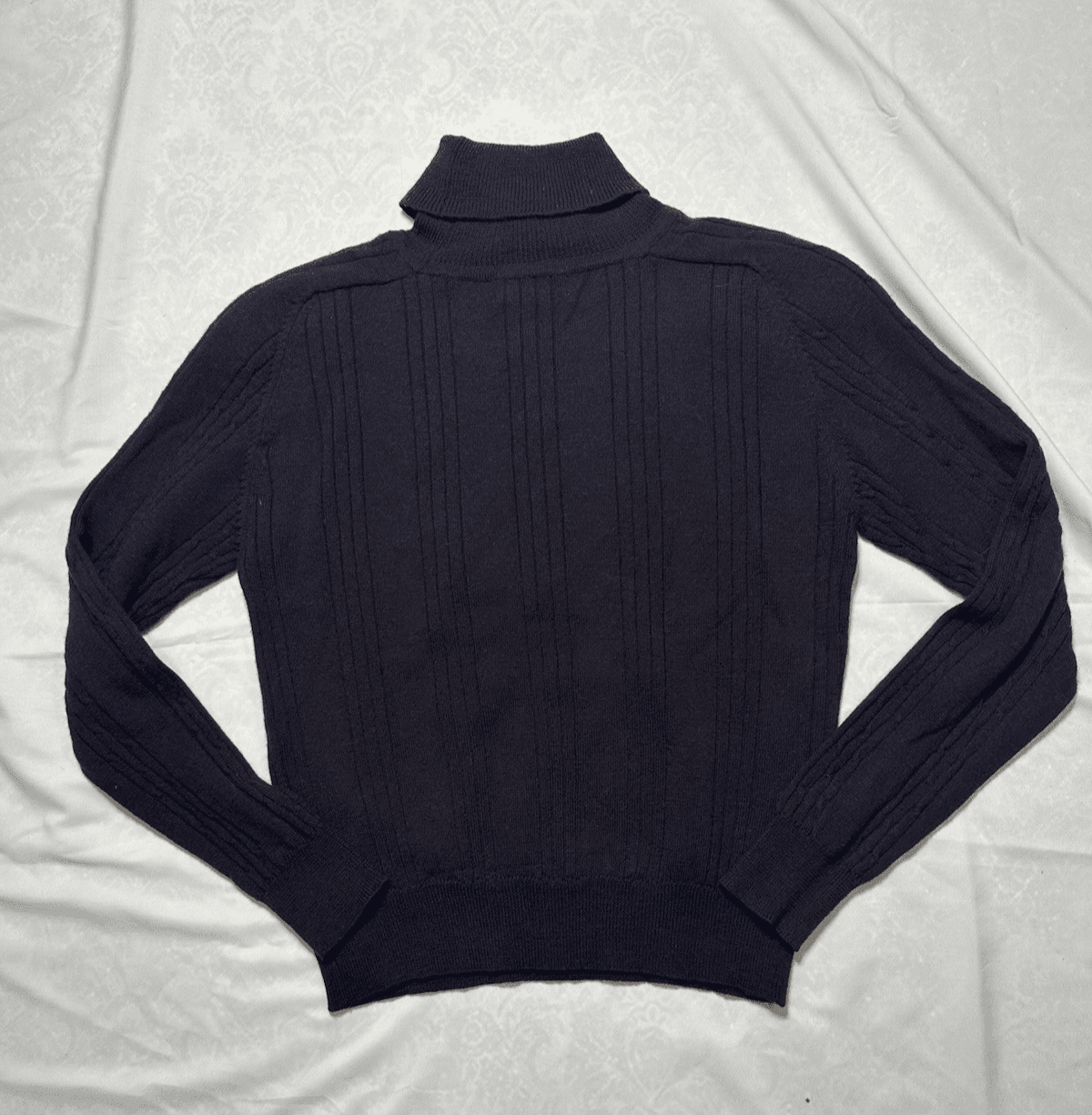 Vintage Liz Claiborne Turtleneck Sweater Womens P S Brown Merino Wool Cable Knit