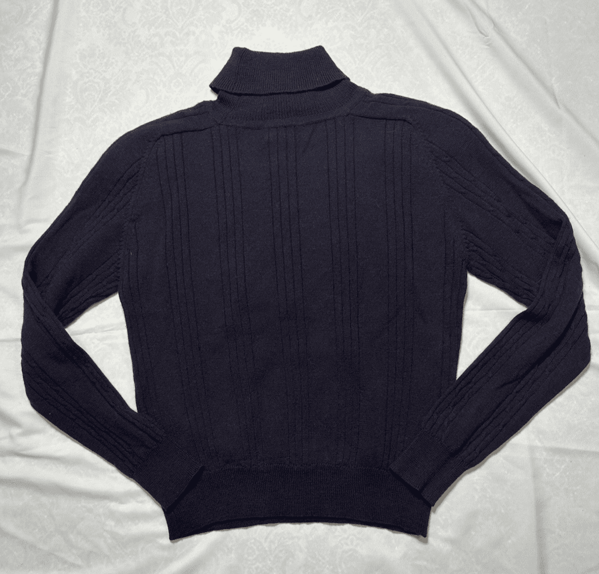 Vintage Liz Claiborne Turtleneck Sweater Womens P S Brown Merino Wool Cable Knit - Thumbnail 2