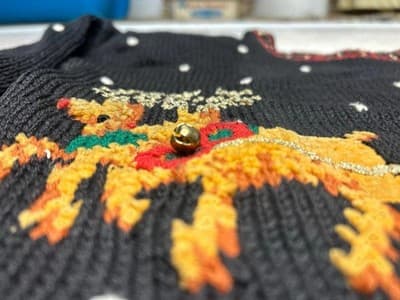 Womens Size Small M L Santa in the Sky Christmas Long Sweater Vintage 1990's - Thumbnail 12