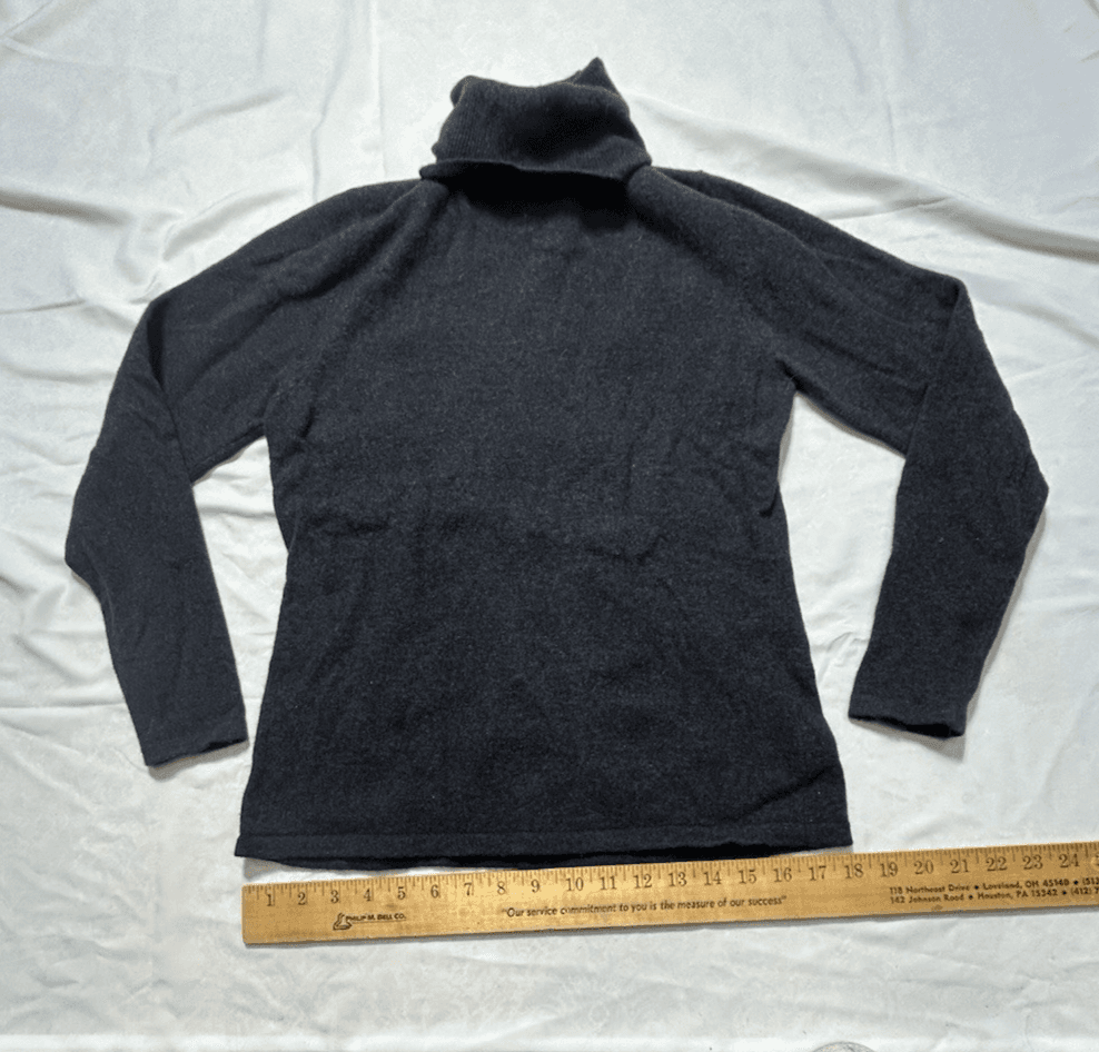 Vtg Lauren Ralph Lauren M P Gray Merino Wool Cashmere Angora Turtleneck Sweater - Thumbnail 9