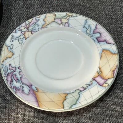 Vitromaster Atlas Stoneware 20 pc Dinner Set Service for 4 Vintage 90s Globe Map - Thumbnail 12