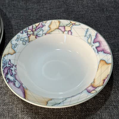 Vitromaster Atlas Stoneware 20 pc Dinner Set Service for 4 Vintage 90s Globe Map - Thumbnail 16